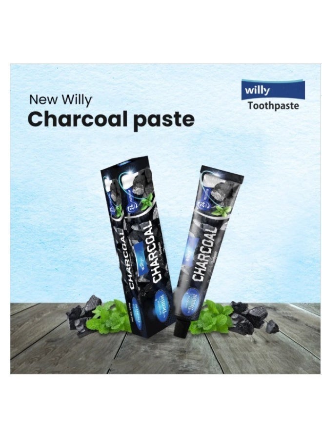 Willy Charcoal Gel Toothpaste 180g – Deep Clean Whitening Toothpaste with Activated Charcoal - Image 1