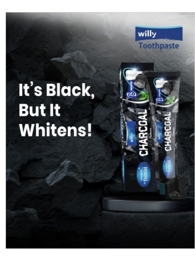Willy Charcoal Gel Toothpaste 180g – Deep Clean Whitening Toothpaste with Activated Charcoal - Image 3