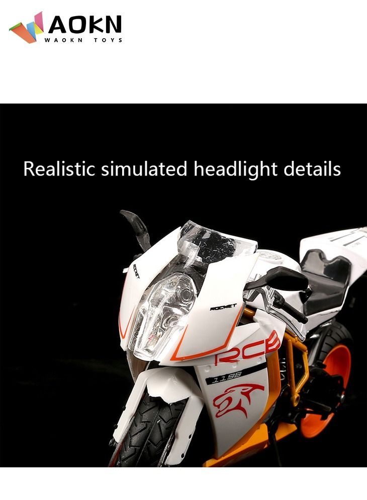 WAOKN Austria HTM locomotive 1 : 12 Scale Collector Die-Cast Motorcycle Replica Exquisite Motorcycle Model White - Image 4