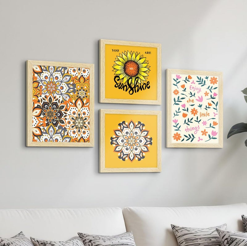 ArtX إطار لوحة فنية كبيرة من ورق الزهور ArtX متعددة الألوان مجموعة معاصرة 2 مجموعة من 10 × 10 بوصة 2 مجموعة من 13 × 10 بوصة 23 × 20 بوصة مجموعة مدمجة من 4 - Image 1
