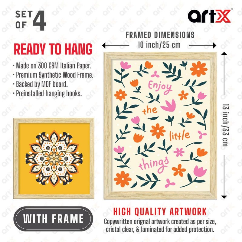 ArtX إطار لوحة فنية كبيرة من ورق الزهور ArtX متعددة الألوان مجموعة معاصرة 2 مجموعة من 10 × 10 بوصة 2 مجموعة من 13 × 10 بوصة 23 × 20 بوصة مجموعة مدمجة من 4 - Image 5