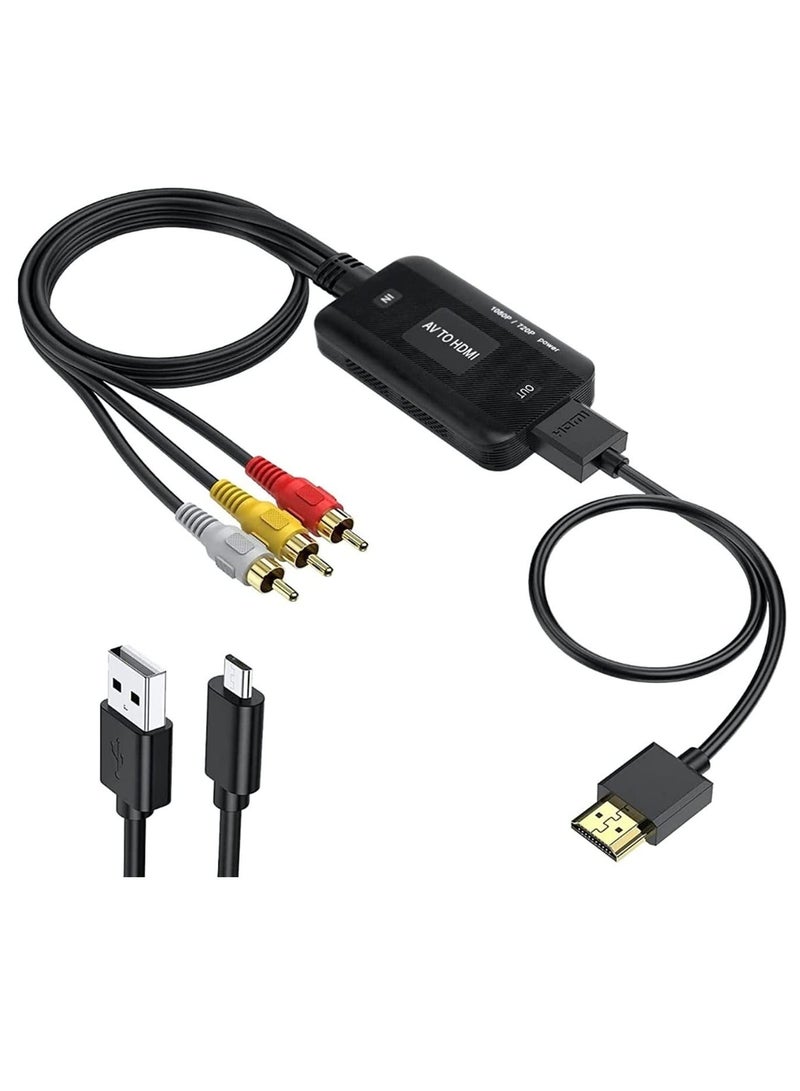 Captaintech RCA to HDMI Converter, Composite Adapter Male AV Support 1080P PAL/NTSC Compatible with PS one, PS2, PS3, STB, Xbox, VHS, VCR, Blue-Ray DVD Players, High-Quality Chip, Wide Compatibility - Image 1