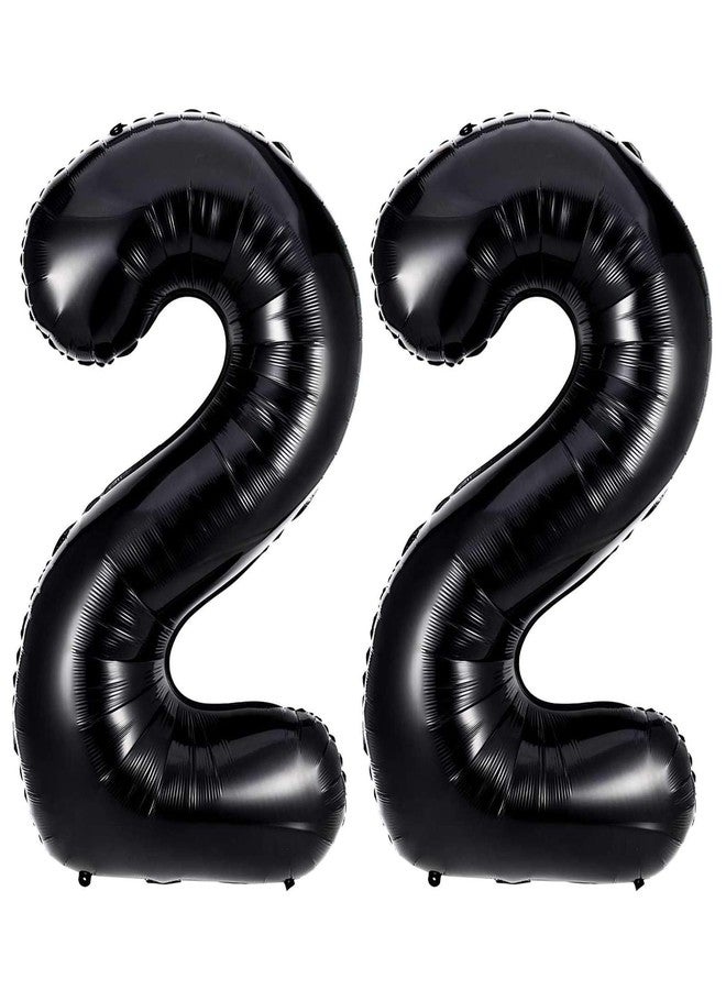Lovoir Black 22 Number Balloons, 40 Inch Giant Number 22 Balloons Foil Mylar Helium Black Number Balloons for 22th Birthday Party Supplies Anniversary Event Celebration Decorations - Image 1