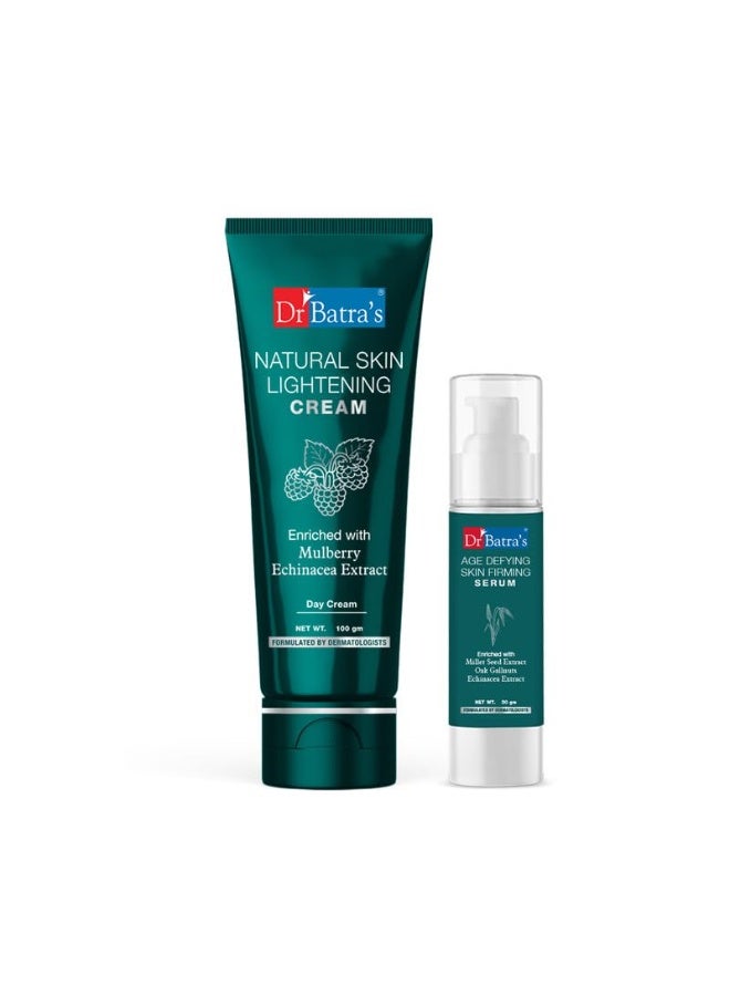 Dr Batra's Age defying Skin firming Serum - 50 g and Natural Skin Lightening Cream - 100 gm (Pack of 2 For Men and Women) - Image 1