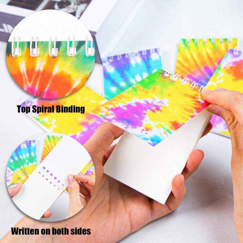 Koogel 24PCS Small Spiral Notebook, Blank Mini Pocket Journal Notebook for Kids Back to School, Tie Dye Style Journal Mini Memo Pads for Tie Dye Birthday Pastel Art Party Favors Gift Supplies - Image 3