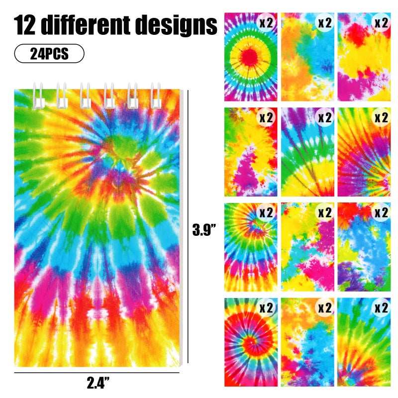Koogel 24PCS Small Spiral Notebook, Blank Mini Pocket Journal Notebook for Kids Back to School, Tie Dye Style Journal Mini Memo Pads for Tie Dye Birthday Pastel Art Party Favors Gift Supplies - Image 2