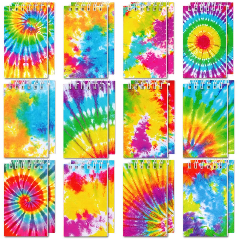 Koogel 24PCS Small Spiral Notebook, Blank Mini Pocket Journal Notebook for Kids Back to School, Tie Dye Style Journal Mini Memo Pads for Tie Dye Birthday Pastel Art Party Favors Gift Supplies - Image 1