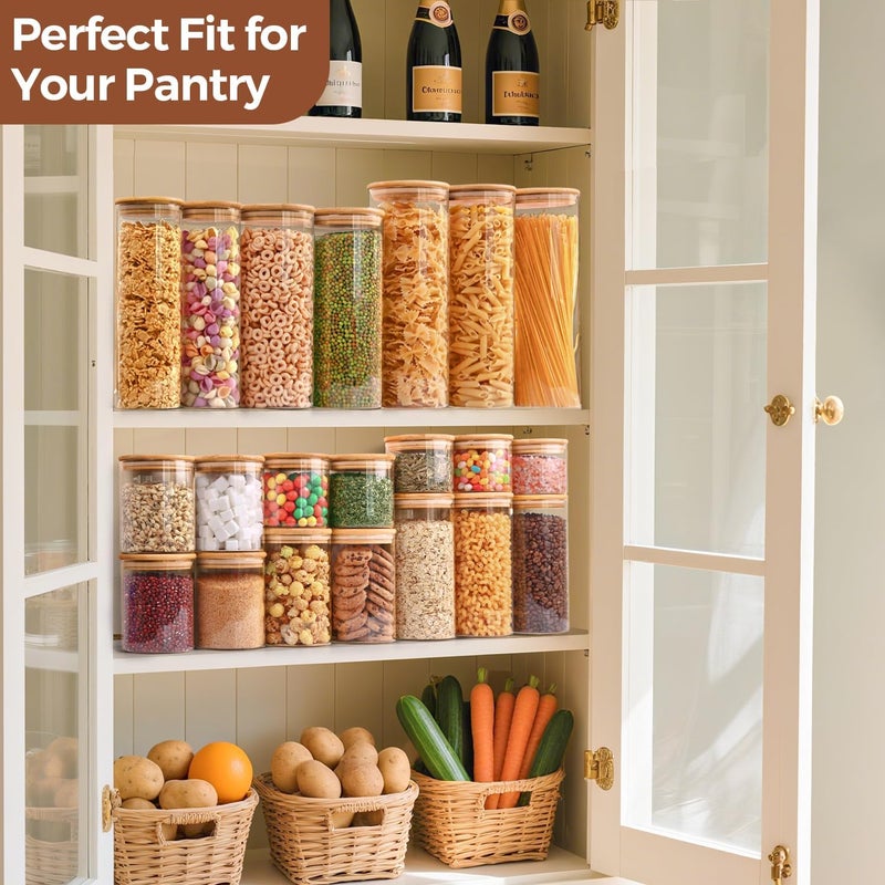 ComSaf Glass Food Storage Jars Set of 6, Clear Glass Storage Containers with Lids, Canisters Sets for the kitchen, Spaghetti, Pasta, Flour, Nuts, Oat, Coffee and Sugar Container, Pantry Organization - Image 5