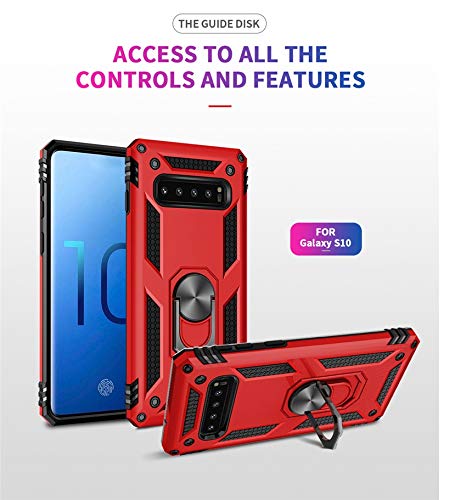 REALCASE TPU Samsung Galaxy S10 Case, Luxury Magnetic Ring Stand Rugged Armor Shockproof Hard Back Cover for Samsung Galaxy S10 (6.1") [D Blue] - Image 5