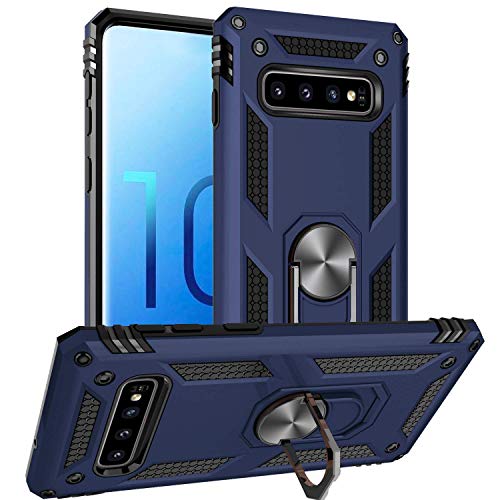REALCASE TPU Samsung Galaxy S10 Case, Luxury Magnetic Ring Stand Rugged Armor Shockproof Hard Back Cover for Samsung Galaxy S10 (6.1") [D Blue] - Image 1