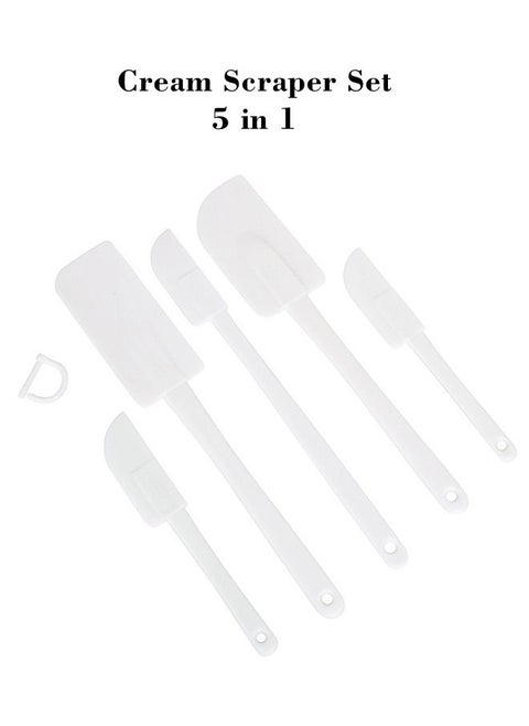 Plastic Baking Tools Cream Scraper Butter Spreader Set 5 in 1 White