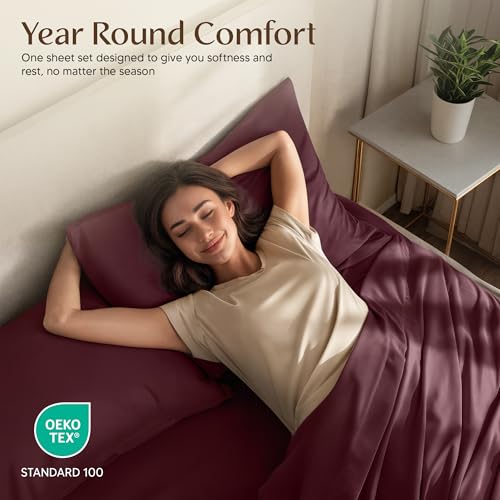 Utopia Bedding Queen Sheet Set – 4 Piece Bed Sheets for Queen Size Bed, Soft and Breathable Microfiber, Includes 1 Fitted Sheet, 1 Flat Sheet and 2 Pillowcases (Burgundy) - Image 3