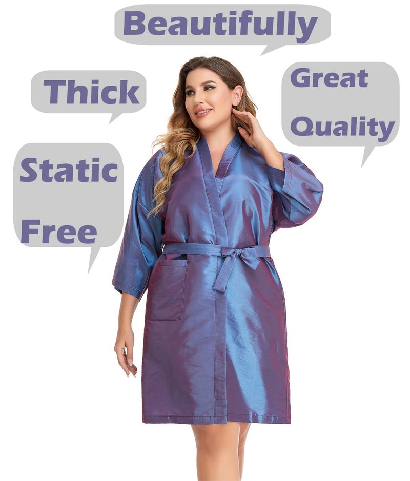 PERFEHAIR Salon Client Gown Robes Cape, Hair Salon Smock for Clients- Kimono Style (Purple) - Image 5