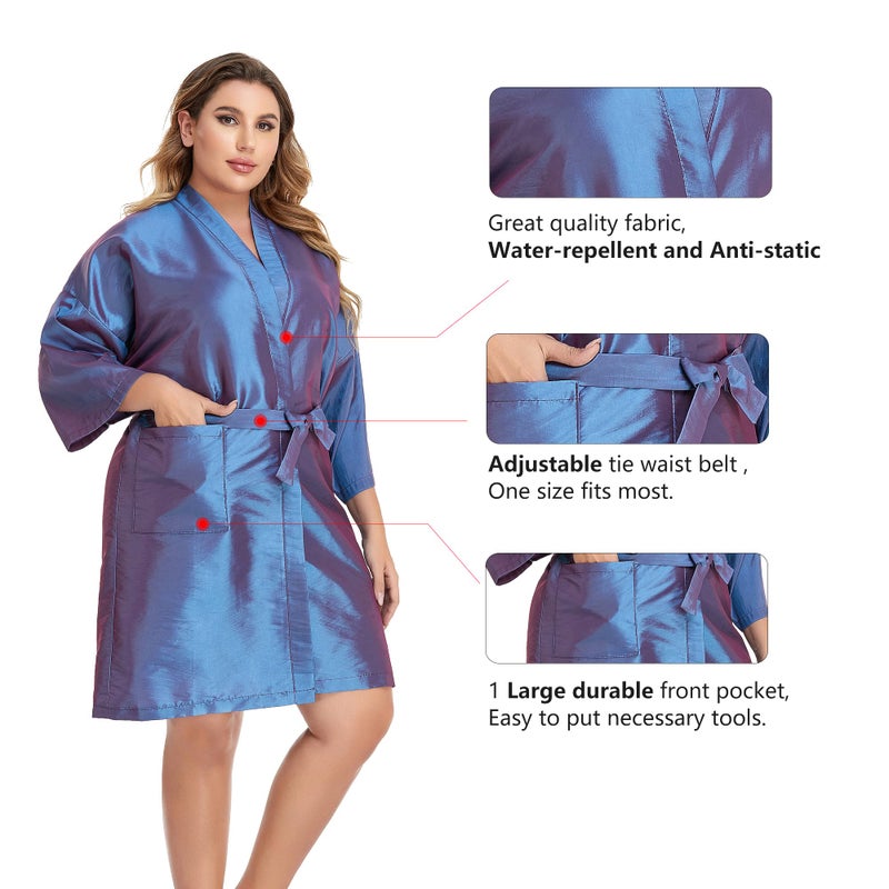 PERFEHAIR Salon Client Gown Robes Cape, Hair Salon Smock for Clients- Kimono Style (Purple) - Image 3