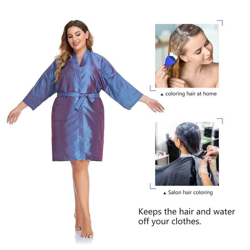 PERFEHAIR Salon Client Gown Robes Cape, Hair Salon Smock for Clients- Kimono Style (Purple) - Image 4