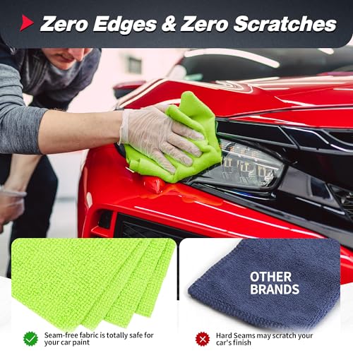 FIXSMITH Microfiber Cleaning Cloth, 100 Pack Shop Towels, Micro Fiber Cloth for Cleaning Car, All-Purpose Absorbent Cleaning Rags for Housekeeping, Dust Cloth for Office, Car Wash Towels, 12inx12in - Image 4