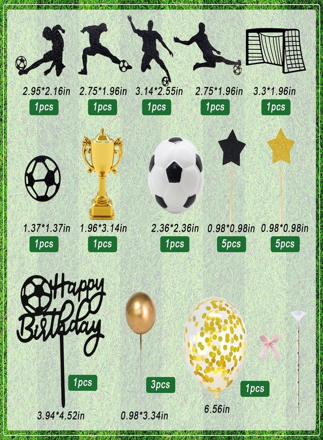 Lukinuo 29pcs Soccer Cake Topper Soccer Birthday Cake Decoration Sports Ball Player Cake Decorations for Men Boy Football Sport Theme Birthday Party Suppplies - Image 2