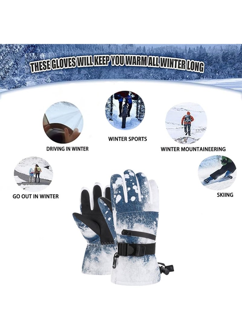 SOLARAE قفازات التزلج، قفازات الدراجات، قفازات شتوية دافئة مقاومة للماء وقابلة للتنفس للرجال، قفازات التزلج للطقس البارد (أزرق جين)  - Image 5