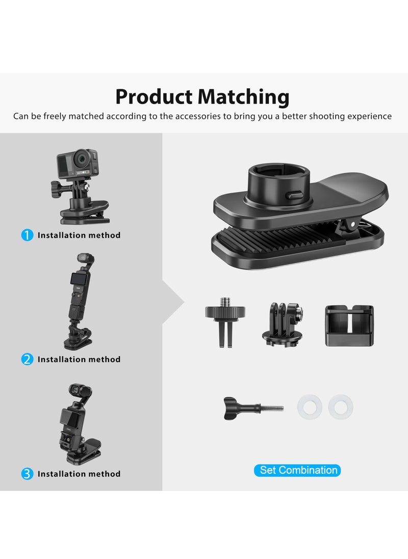 SYOSI - Accessories Kit for DJI OSMO Pocket 3 360° Rotation Backpack Clip Mount Shoulder Strap Accessories Multifunctional magnetic backpack clip for camera for DJI Pocket 3 OSMO Pockt Action Cameras - Image 1
