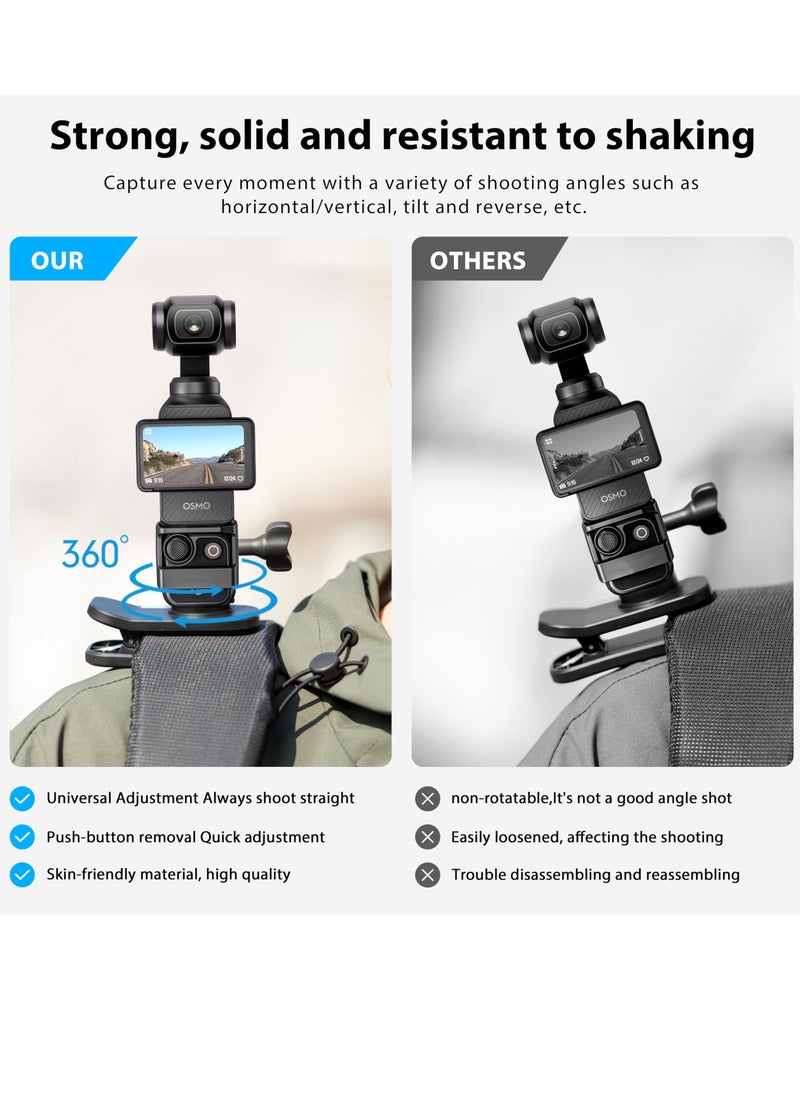 SYOSI - Accessories Kit for DJI OSMO Pocket 3 360° Rotation Backpack Clip Mount Shoulder Strap Accessories Multifunctional magnetic backpack clip for camera for DJI Pocket 3 OSMO Pockt Action Cameras - Image 1