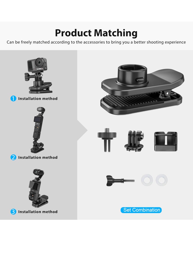 SYOSI - Accessories Kit for DJI OSMO Pocket 3 360° Rotation Backpack Clip Mount Shoulder Strap Accessories Multifunctional magnetic backpack clip for camera for DJI Pocket 3 OSMO Pockt Action Cameras - Image 1