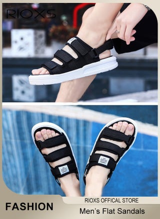 Men's Casual Open Toe Sandals, Water Sandal, Non Slip Beach Sandals for Males, Breathable Sneakers, Pool Slide Adjustable Flat Shoes With Back-Strap, Lightweight Slides Sandals, Comfort Flat Slip-ons - view 2
