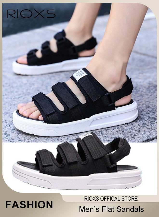 RIOXS Men's Casual Open Toe Sandals, Water Sandal, Non Slip Beach Sandals, Breathable Sneakers, Pool Slide Adjustable Flat Shoes With Back-Strap, Lightweight Slides Sandals, Comfort Flat Slip-ons  - Image 1