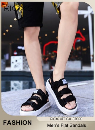 Men's Casual Open Toe Sandals, Water Sandal, Non Slip Beach Sandals for Males, Breathable Sneakers, Pool Slide Adjustable Flat Shoes With Back-Strap, Lightweight Slides Sandals, Comfort Flat Slip-ons - view 3