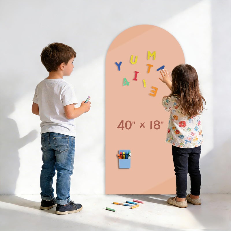 Kuesuny Magnetic Wall Decal 40 x 18In Arch Magnetic Chalkboard for Wall, Magnet Wall Drawing Learning for Playroom, School, Home (Light Pink - Image 1