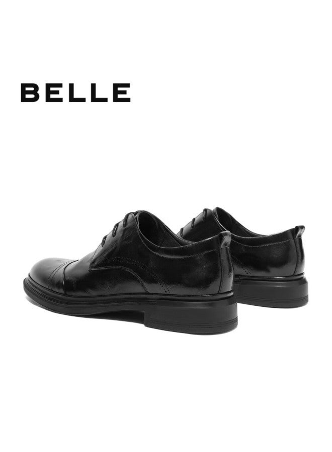 Belle Men's Genuine Leather Business Shoes For Commuting, Spring And Summer, Wedding, Workplace Formal Shoes, Black Size 41 - Image 3