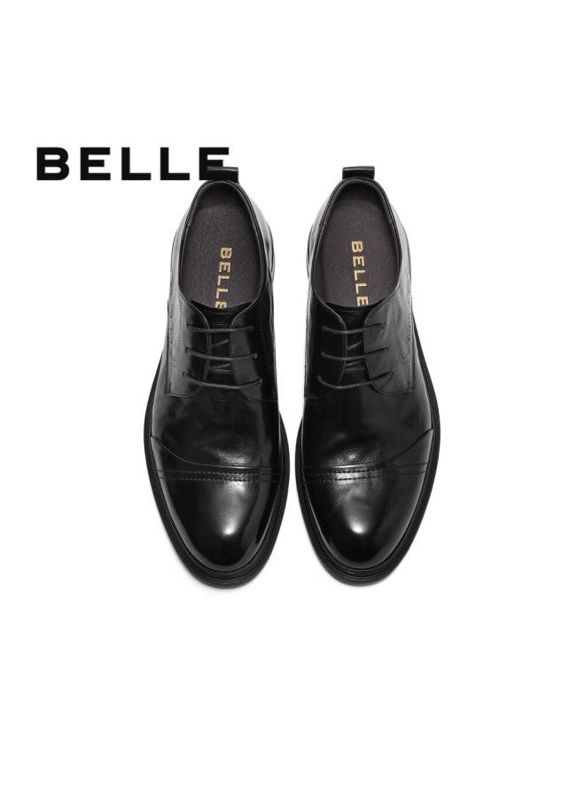 Belle Men's Genuine Leather Business Shoes For Commuting, Spring And Summer, Wedding, Workplace Formal Shoes, Black Size 41 - Image 2