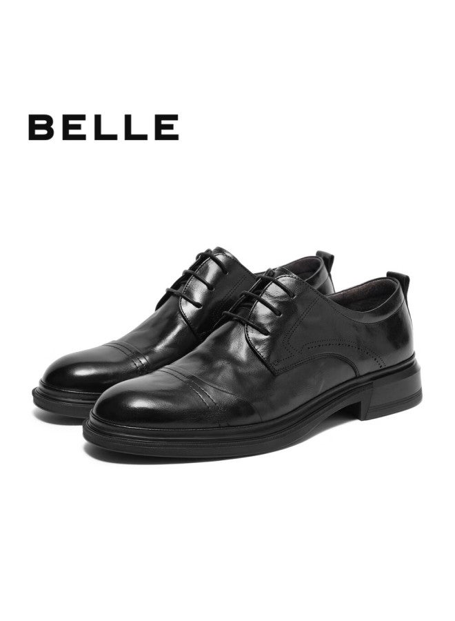 Belle Men's Genuine Leather Business Shoes For Commuting, Spring And Summer, Wedding, Workplace Formal Shoes, Black Size 41 - Image 4