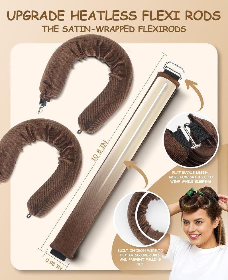 Etta Heatless Hair Curler Jumbo Set, Overnight Rods for No Heat Curls - Velvet Satin Flexi Rods Sleep in Curlers Blowout, Hair Styling Accessories with Silk Scarf 3pcs Multicolour - Image 5