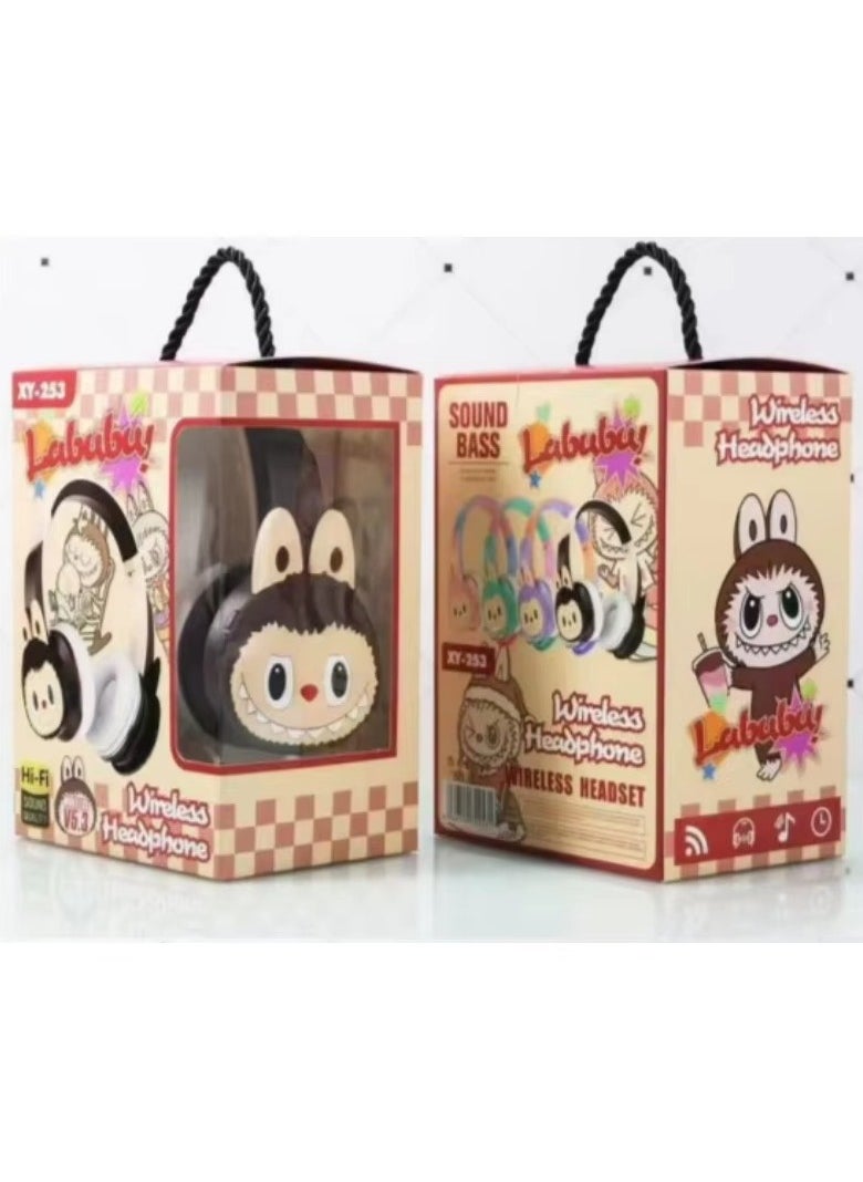 LABUBU Kids Cartoon Foldable Wireless BT Headphones Monster Labububu Scalable Childrens Girl Earphone Headset XY-253  - Image 3