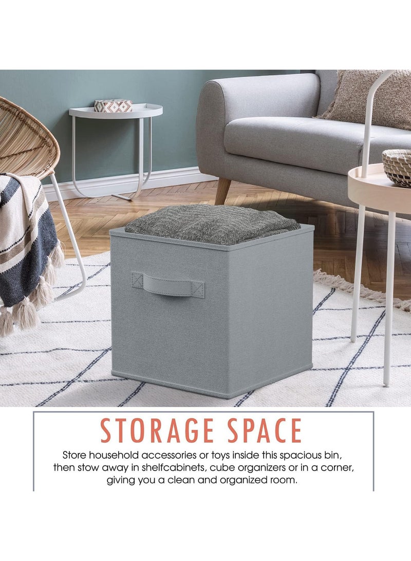 AUTOYSUR Collapsible Fabric Storage Cubes Organizer, Set of 4 Home Foldable Collapsible Storage Box, Fabric Cubby Organizer Baskets with Dual Handles, Cube Storage Bins for Shelf, Home and Office  - Image 4