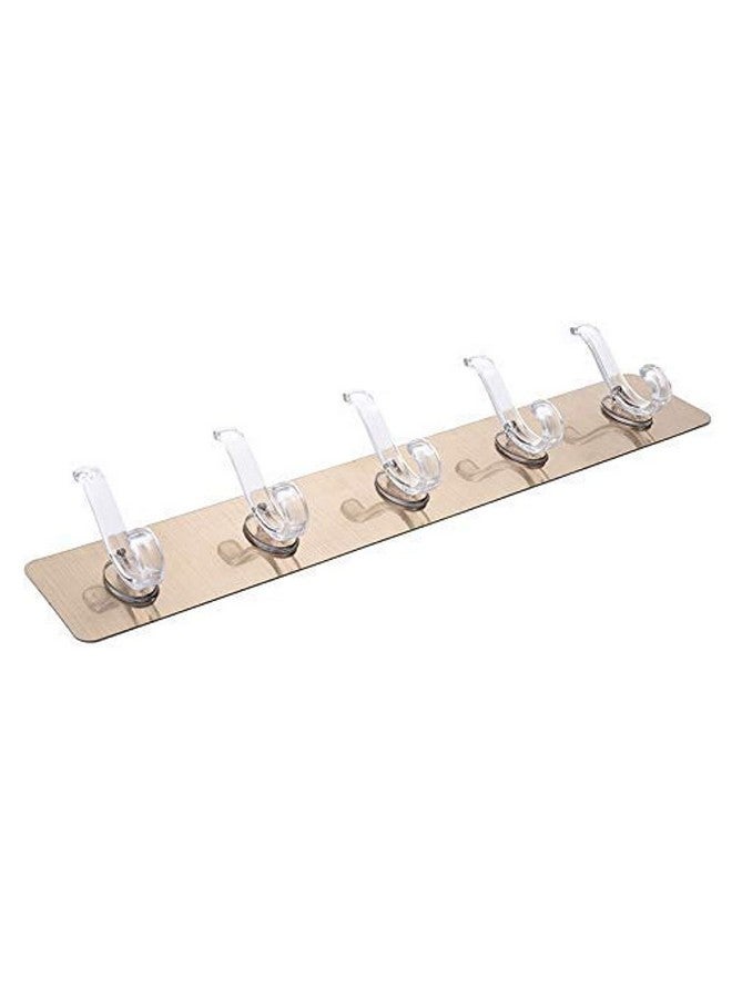ZURATO Plastic Self Adhesive No Drills Wall/Rail/Kitchen/Bathroom Strong Sticky Towel Hanger Hook (5 Hooks, 44 x 8cm | Multicolored), Pack of 1 - Image 1