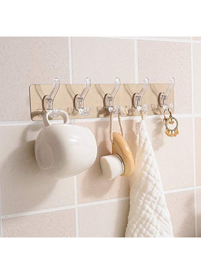 ZURATO Plastic Self Adhesive No Drills Wall/Rail/Kitchen/Bathroom Strong Sticky Towel Hanger Hook (5 Hooks, 44 x 8cm | Multicolored), Pack of 1 - Image 5