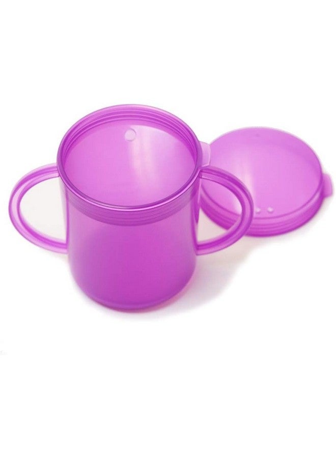 TalkTools Recessed Lid Cup With Handles Leak Proof | Promotes Oral Motor Skills Lip Closure And Self Feeding | Alternative To Sippy Bottle | Food Grade Materials | Dishwasher Safe (Purple) - Image 2