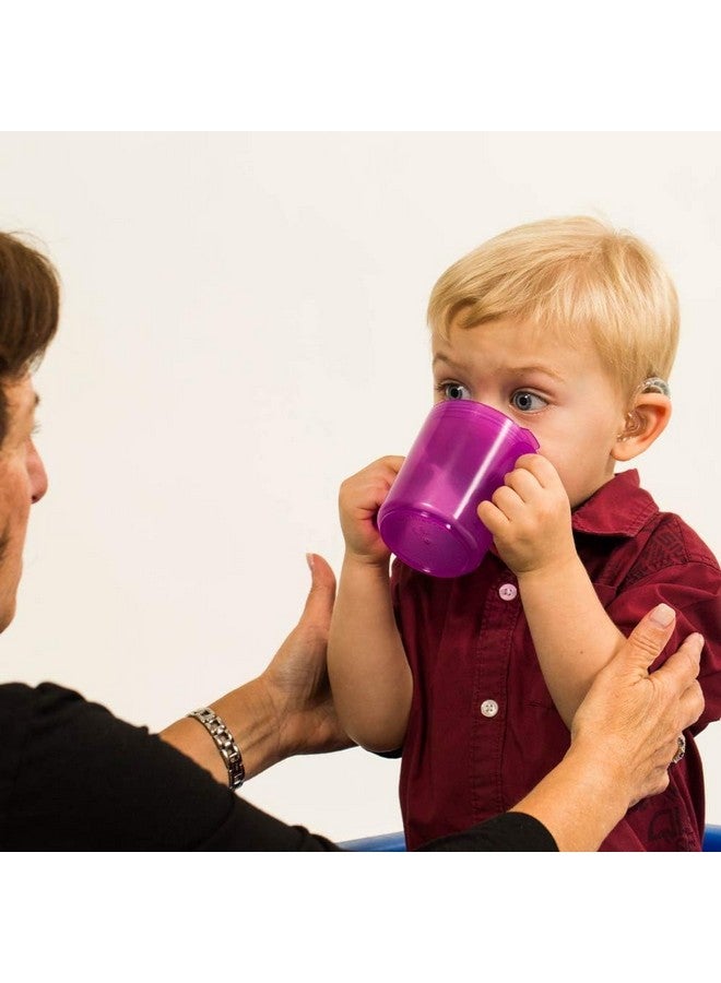 TalkTools Recessed Lid Cup With Handles Leak Proof | Promotes Oral Motor Skills Lip Closure And Self Feeding | Alternative To Sippy Bottle | Food Grade Materials | Dishwasher Safe (Purple) - Image 3