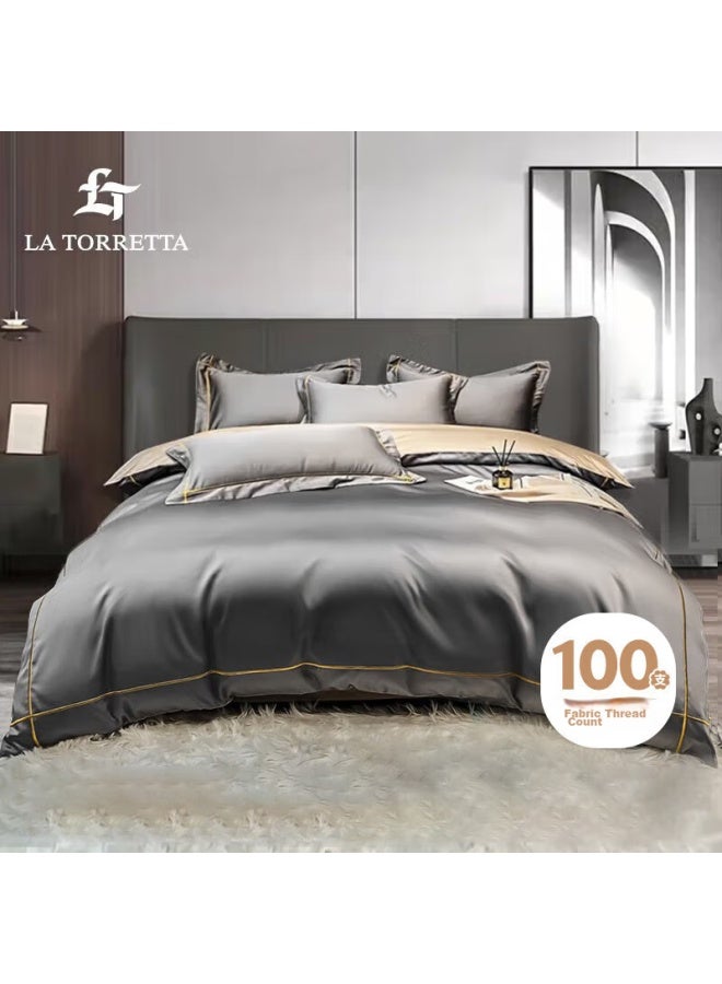 La Torretta Duvet Cover Single Piece, 100 Thread Count Antibacterial Xinjiang Long-staple Cotton Duvet Cover, Pure Cotton Bedding, Gray, 220*240cm - Image 1
