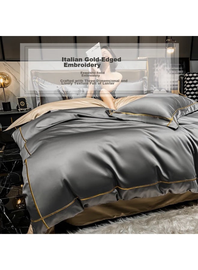 La Torretta Duvet Cover Single Piece, 100 Thread Count Antibacterial Xinjiang Long-staple Cotton Duvet Cover, Pure Cotton Bedding, Gray, 220*240cm - Image 3