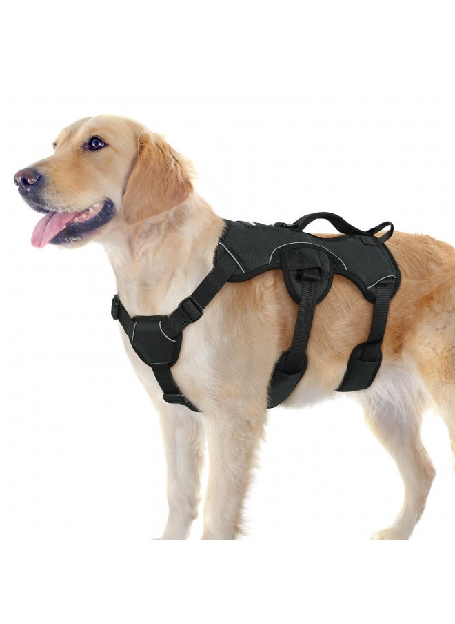 Rabbitgoo rabbitgoo Escape Proof Dog Harness, Soft Padded Full Body Pet Harness, Reflective Adjustable No Pull Vest with Lift Handle and Leash Clip for Large Dogs Walking Hiking Training, L, Black  - Image 1