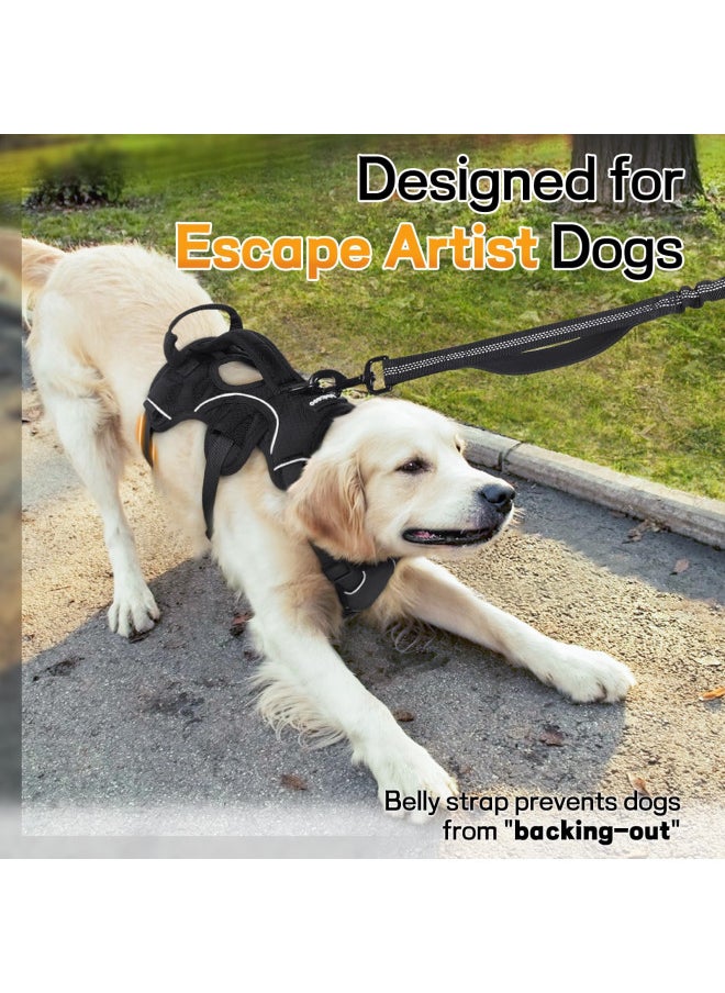 Rabbitgoo rabbitgoo Escape Proof Dog Harness, Soft Padded Full Body Pet Harness, Reflective Adjustable No Pull Vest with Lift Handle and Leash Clip for Large Dogs Walking Hiking Training, L, Black  - Image 3