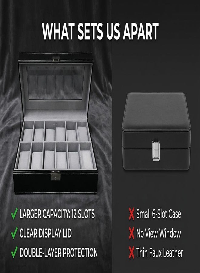 Sodynee Watch Case Watch Box for Men - Watch Cases Display Holder Organizer Stand Storage Multi Boxes 12 Slot Small Leather Personalized Multiple Watch Safe Container with Lock for Women,PU Watch Holders - Image 4