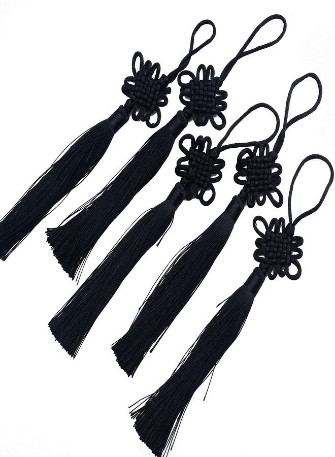 مكهري 10 قطع من الشرابات الصينية المصنوعة يدويًا من خيوط الحرير الناعمة بطول 8.5 بوصة مع عقد صينية من الحرير الساتان لتزيين الأبواب والسيارات، أعمال يدوية (أسود) - Image 5