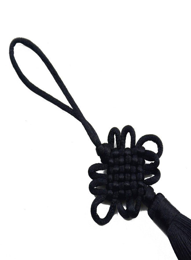 مكهري 10 قطع من الشرابات الصينية المصنوعة يدويًا من خيوط الحرير الناعمة بطول 8.5 بوصة مع عقد صينية من الحرير الساتان لتزيين الأبواب والسيارات، أعمال يدوية (أسود) - Image 3