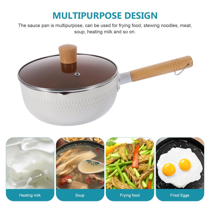 1 Set Sauce Pan Nonstick Saucepan Metal Sauce Pan with Handle Noodle Pot with Lid - Image 3
