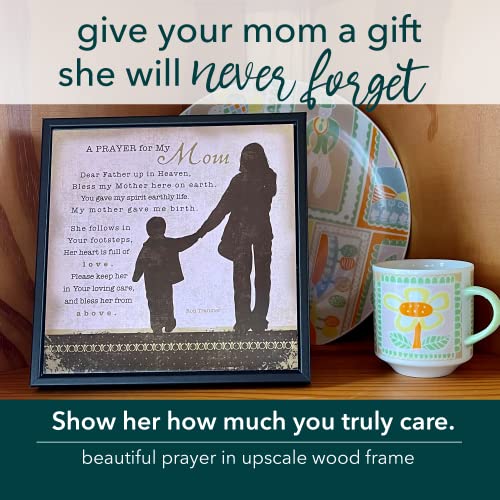 DEXSA Mom Prayer Wood Framed Plaque - Made in the USA - 7.5”x7.5” - Wall & Tabletop Decoration | Easel & Hanging Hook | Prayer for My Mom. Dear Father up in Heaven, Bless My Mother here on Earth - Image 3