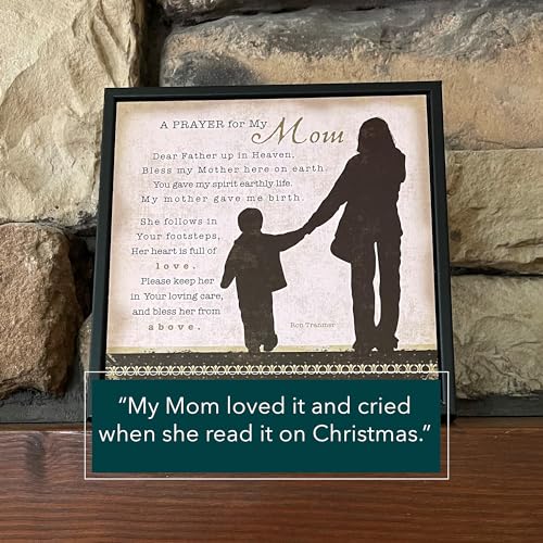 DEXSA Mom Prayer Wood Framed Plaque - Made in the USA - 7.5”x7.5” - Wall & Tabletop Decoration | Easel & Hanging Hook | Prayer for My Mom. Dear Father up in Heaven, Bless My Mother here on Earth - Image 5