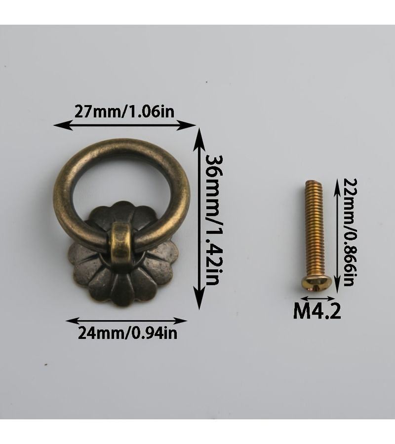 12 Piece Antique Bronze Flower Pull Rings Minimalist Handles For Drawer Cabinet - Image 3